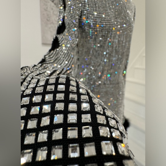 Mach & Mach Glass Embellished and Feather-Trim Mini Dress - Picture 10 of 16